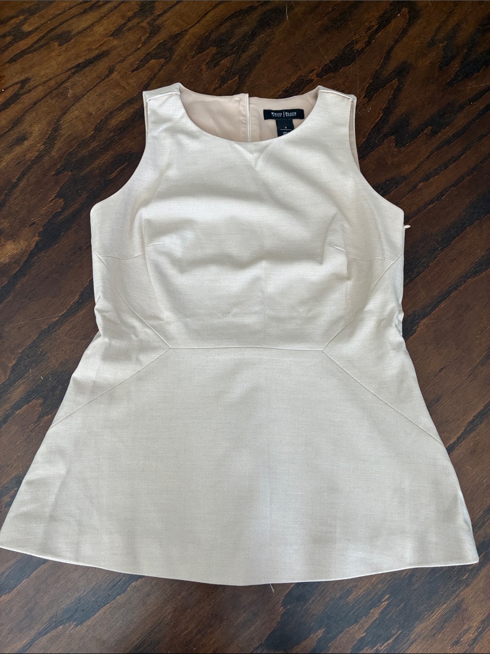 White House Black Market Cream Structured Peplum Shell Top